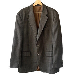 Polo University by Ralph Lauren 100% Wool Gingham Classic Black Brown Blazer 42